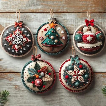 DIY Christmas Felt Patch Kit, Felt Christmas Ornaments, Craft Set with Pre-Cut Felts Sheets, Holiday Craft Kit for Family Fun, Beginner-Friendly, Handmade Xmas Decorations for Tree & Home (#F) - Image 4