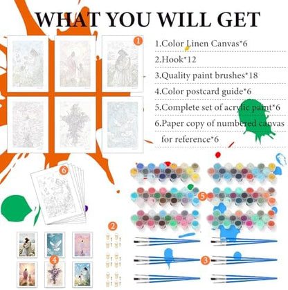 6 Pack Paint by Numbers Kit for Adults Jesus, Without Frame 10x14 Inch - Image 4