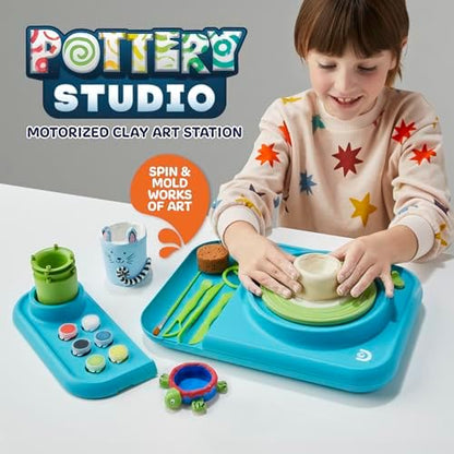 Discovery™ Pottery Studio Motorized Clay Art Station – Complete Set with Pottery Wheel, 3 Molds, Tools, Paints, & Air-Dry Clay for Kids| Arts and Crafts Toy for Boys Girls| Art Supplies Activity Kit - Image 2