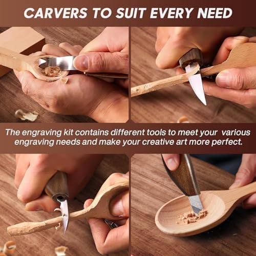 17Pcs DIY Wood Carving Tools, 6 Whittling Knives, 5 Detail Carving Knives - Image 5