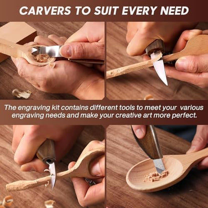 17Pcs DIY Wood Carving Tools, 6 Whittling Knives, 5 Detail Carving Knives - Image 5