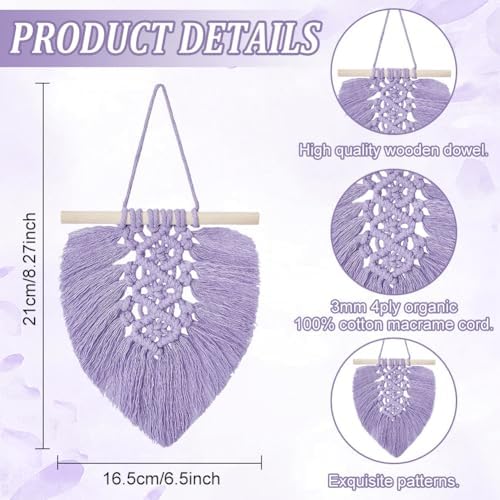FREEBLOSS 6 Set DIY Macrame Leaf Wall Hanging Beginners Macrame Kit Leaf Woven Tapestry Feather Wall Hanging 6 Color DIY Macrame Kit for Adults Birthday Gift - Image 3