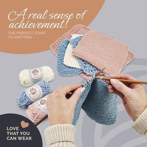 Thoughtful Stitch Knitting Kit for Beginners Adults & Kid Friendly- Complete Knitting Kit - Learn to Knit Yarn Set with Tutorial Book for Adult Hobbies - 100% Cotton Wool & Bamboo Knitting Needle - Image 3