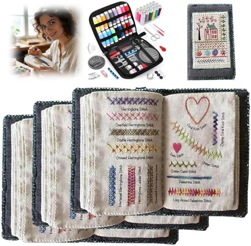 OYSMY Embroidery Stitch Book Kit,2026 New Embroidery Kit with 86 PCS Sewing Kit,Includes Illustrated Guide to 106 Universal Embroidery Stitches for Beginners and Craft Lovers(3 Set) by OYSMY-houseofselection