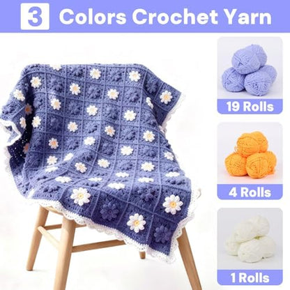 HUYEIOBGD Crochet Daisy Blanket Weaving Set Suitable for Beginners, Basic Crochet Learning kit with Tools and Video tutorials - Image 5