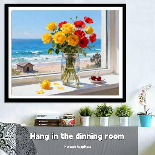 ACANDYL Flowers DIY Paint by Numbers Kit for Adults Beginner Paint by Number for Adults Flower Canvas Painting by Number DIY Acrylic Oil Painting on Canvas Arts Craft Decoration 16x20 Inch - Image 2