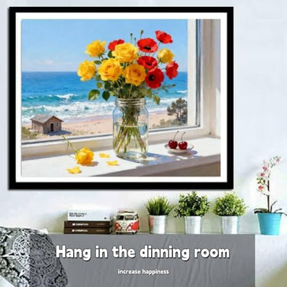 ACANDYL Flowers DIY Paint by Numbers Kit for Adults Beginner Paint by Number for Adults Flower Canvas Painting by Number DIY Acrylic Oil Painting on Canvas Arts Craft Decoration 16x20 Inch - Image 2