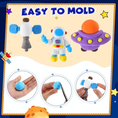 Capoda 30 Sets Outer Space Air Dry Clay Kit for Kids Space Craft Kit Gifts - Image 4
