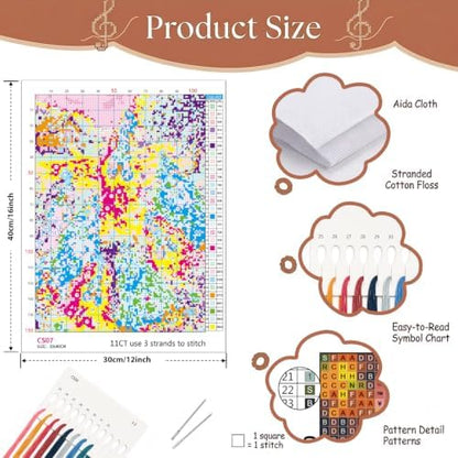 Mosaflare Chicken Stamped Cross Stitch Kits for Beginner 12x16 Inch - Image 6