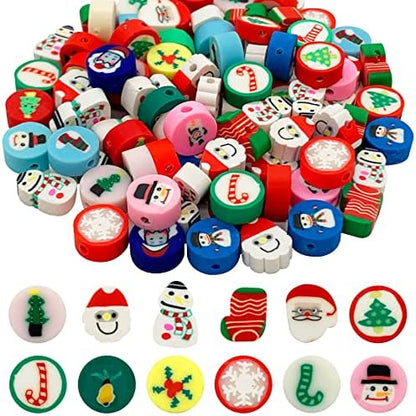 100 Pcs Christmas Polymer Clay Beads Cartoon Heishi Spacer Beads Supplies for DIY Bracelet Earring Necklace Jewelry Making - Image 3
