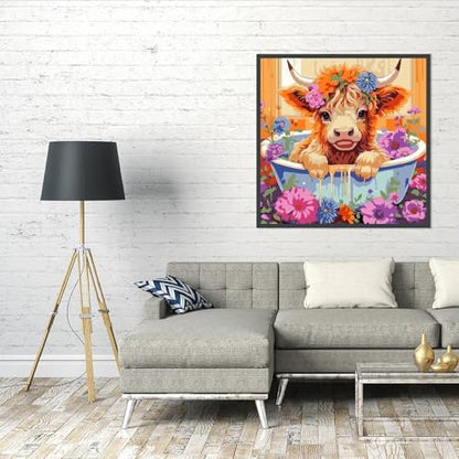 AALBLAC Cow Paint by Numbers for Adults- Highland Cow Paint by Numbers Kit for Adults Beginners,DIY Easy Acrylic Paint by Number Canvas for Home Wall Decor 16x16 inch - Image 4