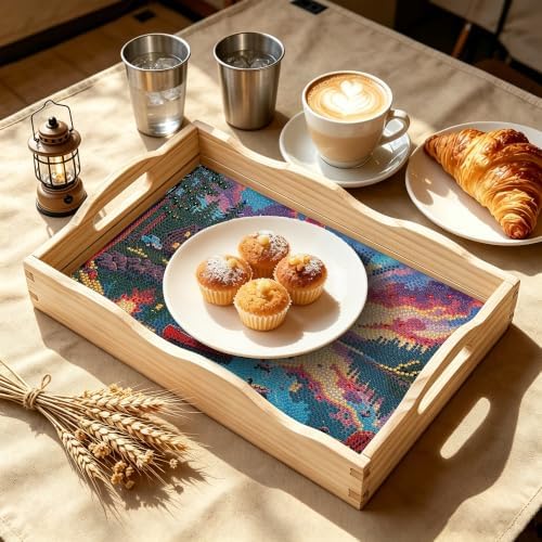 DIY Diamond Painting Wooden Serving Tray Kit, Adult Craft Gem Art Tray with Handles, Multipurpose Fruit Snack Platter for After-Work Chat & Home Decor (Scenery, 7.8×11.8in) - Image 4