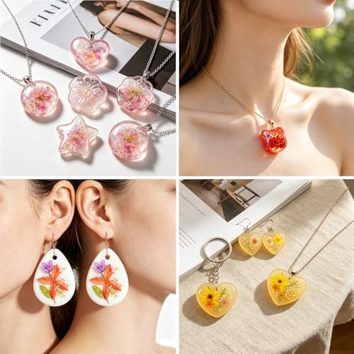 16 Cavity Resin Keychain Silicone Mold with Hole Jewelry Pendant Ear Stud Epoxy Casting Molds, DIY Craft Molds for Necklace Pendant, Earring, Cabochon Gem Making - Image 4