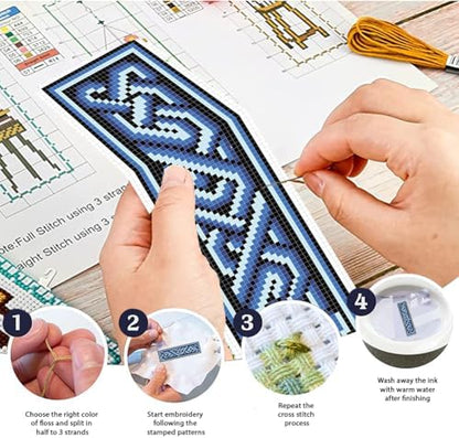 FREEBLOSS 6 Set Cross Stitch Bookmark Kit Cross Stitch Kit Celtic Knots Stamped Embroidery Bookmark with Instruction Cross Stitch Kits for Adults DIY Bookmark Kit 8.66''x3.15'' - Image 4
