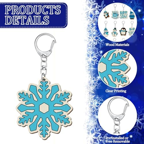 RattanView 24 Pcs Winter Snow Craft Keychains DIY Keychain, 12 Styles - Image 2