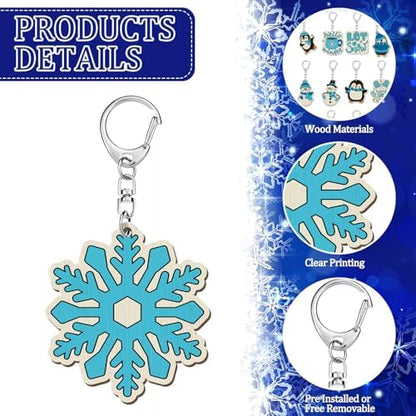 RattanView 24 Pcs Winter Snow Craft Keychains DIY Keychain, 12 Styles - Image 2