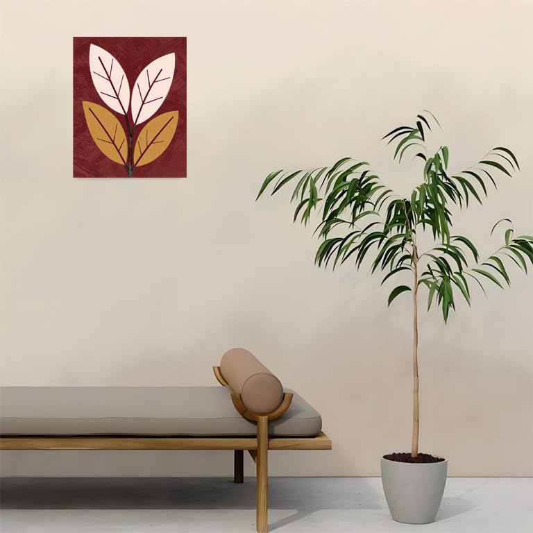 Botanical Paint By Numbers Kit For Adults - Diy Minimal Leaf Shapes Painting On Canvas 16X20 In, Acrylic Paint Set, Suitable For Beginners, Wall Art Decor Art For Home Decoration Or Gifts, Unframed - Image 4