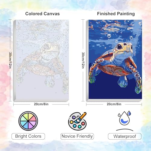 Sea Turtle Framed Paint by Numbers Kit for Adults Beginner & Kids Ages 8-12 - Image 3