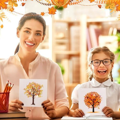 Saillong 12 Pack Fall Tree Diamond Painting Greeting Cards with Envelopes - Image 3
