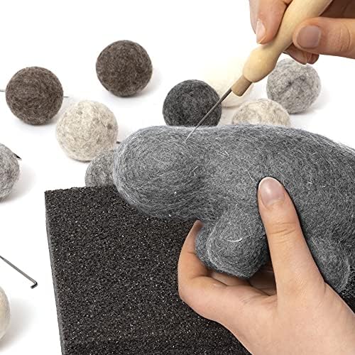 Glaciart One Felt Balls, Felt Pom Poms (10 Pieces) 4 Centimeters - 1.6 Inch, Handmade Felted 5 Natural Colors Balls for Cats, Felting and Garland - Image 3