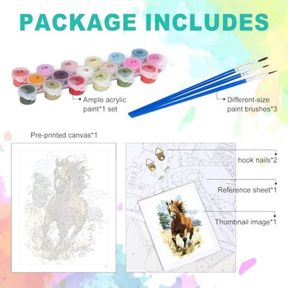 Paint by Numbers Kit for Adults, Running Horse Painting, 16 x 20 Inch - Image 4