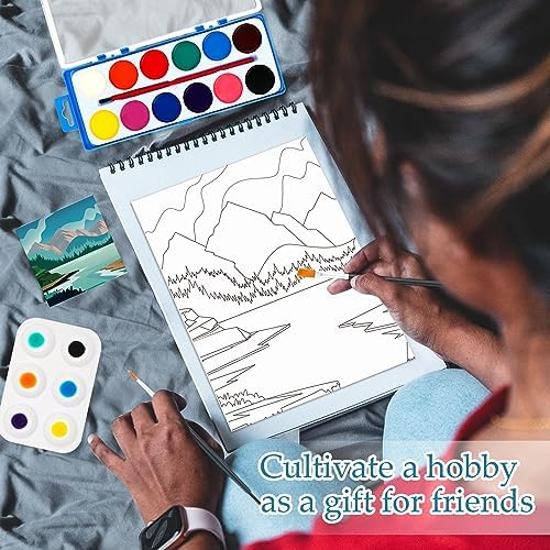 Ctosree 12 Sets Pre Drawn Canvas Sip Paint Kit,Landscape,8 x 10 in - Image 6