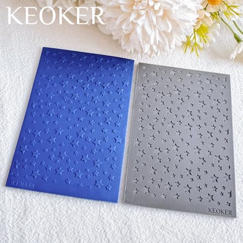 KEOKER Polymer Clay Texture Sheets, Stars Clay Texture Mat, Polymer Clay Earrings Tools on Independence Day or 4th of July, Like Polymer Clay Rollers, Great Work with Polymer Clay Cutters (Stars) - Image 2