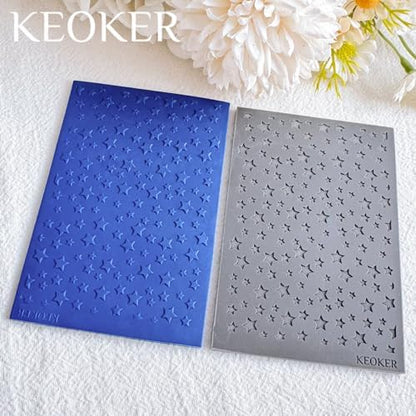 KEOKER Polymer Clay Texture Sheets, Stars Clay Texture Mat, Polymer Clay Earrings Tools on Independence Day or 4th of July, Like Polymer Clay Rollers, Great Work with Polymer Clay Cutters (Stars) - Image 2