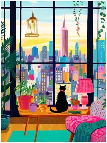 Mandun Cat Paint by Numbers Kit for Adults, 16x20 inch by MANDUN