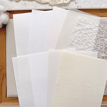 30 Pcs Handmade A5 Textured Scrapbook Paper&Mesh, Wedding Journal Supplies - Image 5