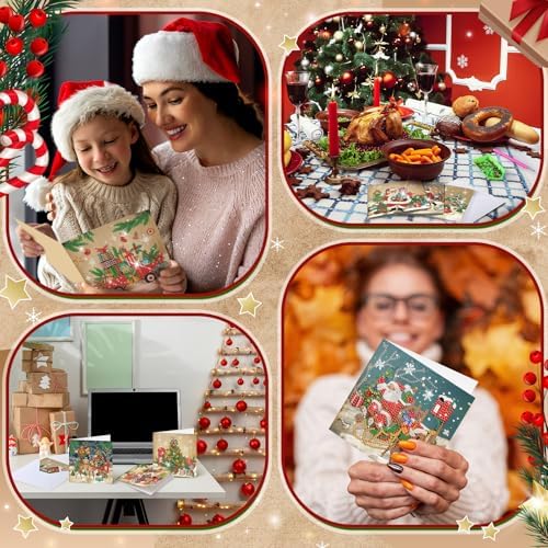 Saillong 12 Pack Vintage Christmas Diamond Art Cards with Envelopes - Image 5