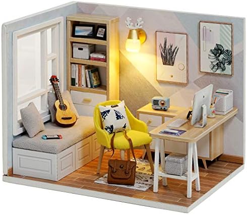 DIY Miniature Dollhouse Kit with Furniture Plus Dust Proof for Teens Adults by TuKIIE