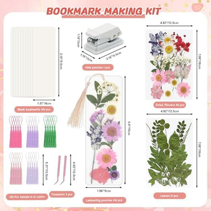440 Pcs Pressed Flower Bookmark Kit, Handmade Craft for Women - Image 4