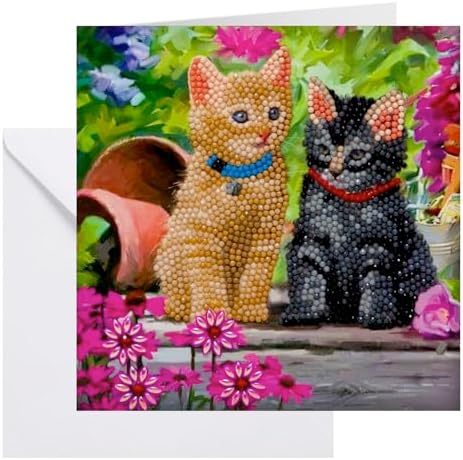 Crystal Art Cat Friends Card Kit 18x18cm Craft Buddy by DIYCrystalArtKits