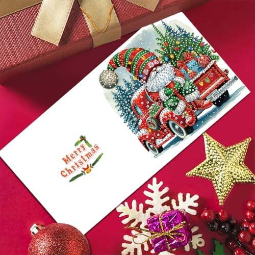 Diamond Art Christmas Cards Kit, 6PCS DIY Diamond Painting Christmas Cards with Envelopes, 5D Diamond Dot Greeting Cards for Adults, Xmas Card for Holiday Crafting Gifts (Xmas Gnome) - Image 6