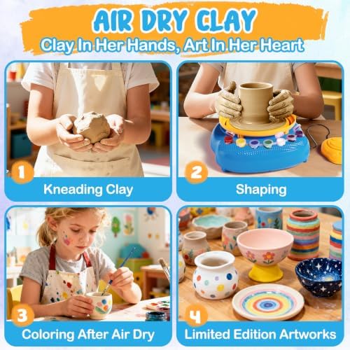 Pottery Wheel, Arts and Crafts for Kids Ages 8-12, Pottery Wheel Kit for Kid, Complete DIY Clay Wheel Pottery Kit for Beginners, Kid Crafts Toys Gift for Girl Boys 6-8 8-12 Year Old Christmas Birthday - Image 4