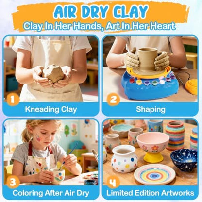 Pottery Wheel, Arts and Crafts for Kids Ages 8-12, Pottery Wheel Kit for Kid, Complete DIY Clay Wheel Pottery Kit for Beginners, Kid Crafts Toys Gift for Girl Boys 6-8 8-12 Year Old Christmas Birthday - Image 4