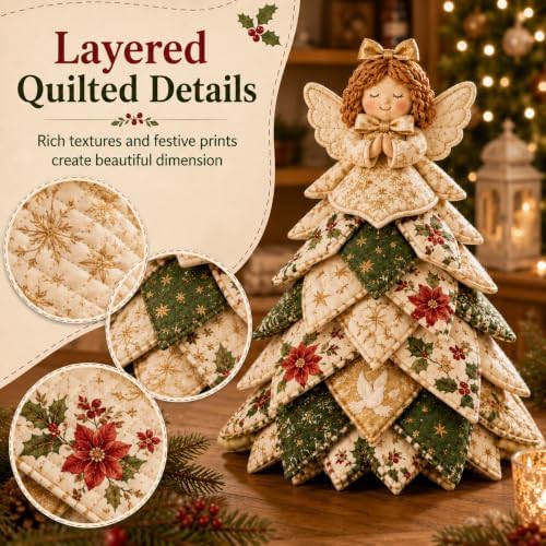 2026 New Christmas & Halloween DIY Quilted Fabric Tree Kit, 3D Layered Sewing Craft Set for Beginners, Christmas Tree Quilt Kit, Handmade Tabletop Holiday Decor, Gift for Craft Lover - Image 4