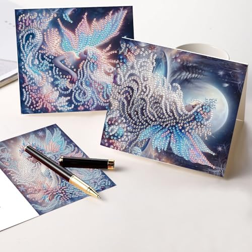 6-Pack Butterfly Fairy Diamond Painting Greeting Card Kits, Special Shaped Diamonds Painting, DIY Handcraft for Relatives and Friends with Wishes,Unique Design Crafting for Birthday or Holiday Cards - Image 6