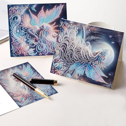 6-Pack Butterfly Fairy Diamond Painting Greeting Card Kits, Special Shaped Diamonds Painting, DIY Handcraft for Relatives and Friends with Wishes,Unique Design Crafting for Birthday or Holiday Cards - Image 6
