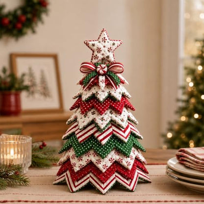 DIY Quilted Christmas Tree Kit, 3D Fabric Patchwork Craft Set for Adults & Beginners, Handmade Holiday Sewing & Tabletop Decor Project, Creative Crafting Gift Box (#X) - Image 5