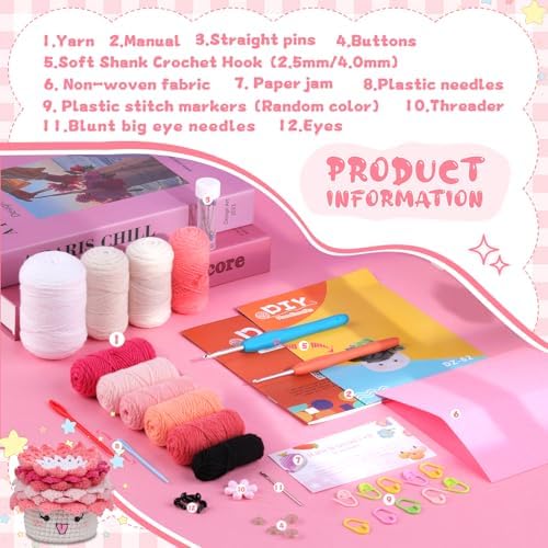 Hssugi Crochet Kit for Beginners, 6PCS Potted Plant Coasters Crochet Kit - Image 2