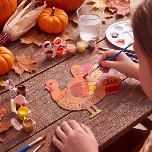 12 Pack 8 Inch Wooden Unfinished Turkey for Thanksgiving Crafts - Image 3