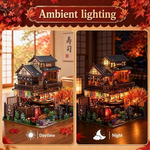 DIY Miniature House Kit, Dollhouse Diorama with LED Lights - Sushi House - Image 4