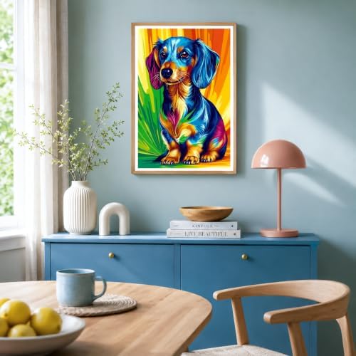 NXIKYO Framed Dachshund Dog Paint by Numbers Kit for Adults Beginner, Colorful Puppy Easy Paint by Numbers Canvas with Frame, DIY Painting Kit for Relaxing Home Wall Decor Gift 8x12 Inch - Image 4