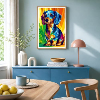 NXIKYO Framed Dachshund Dog Paint by Numbers Kit for Adults Beginner, Colorful Puppy Easy Paint by Numbers Canvas with Frame, DIY Painting Kit for Relaxing Home Wall Decor Gift 8x12 Inch - Image 4