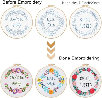 Louise Maelys 3 Sets Funny Embroidery Kits for Beginners - Image 3