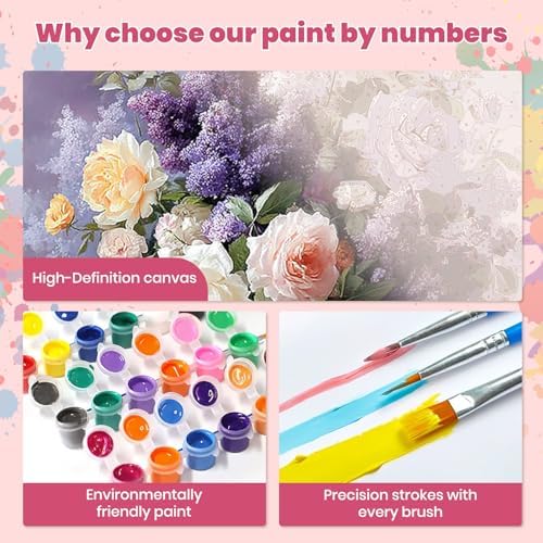 Still Life with Fruits and Flowers Paint by Numbers Kits for Adults, Paint by Number Beginner, Flower, Canvas Painting by Numbers for Adults, Easy Oil Painting Kits for Gifts Home Decor 16x20 Inch - Image 4