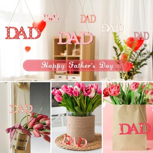 Wooden DAD Letter Ornaments to Paint 7 Inch, Large Size Father Day Wooden Cutout DIY Blank Unfinished Wood Discs Father's Gifts Ornament for Crafts Hanging Decorations(10PCS) - Image 6