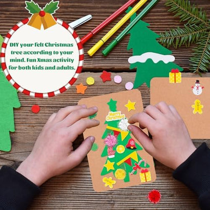 Whaline 420 Pcs Christmas Card Making Craft Kit with Xmas Tree Pom Pom Stickers & Envelopes Handmade Invitation Greeting Card Supplies for Holiday DIY Crafts Party Decor - Image 6